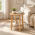 Small Round Wooden Side Table – Double Layer Shelves - Flyachilles