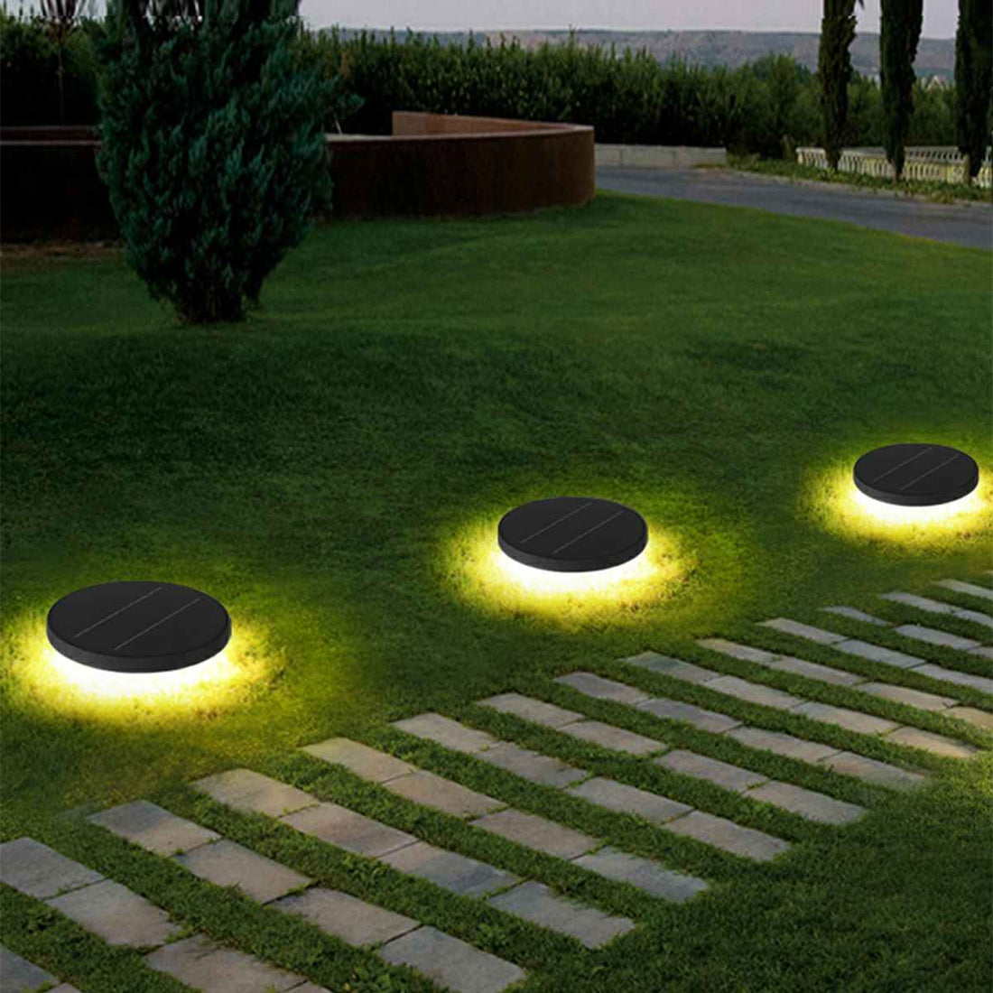 Solar Led Circular Shape Luminous Waterproof Embedded Ground Lights - Flyachilles