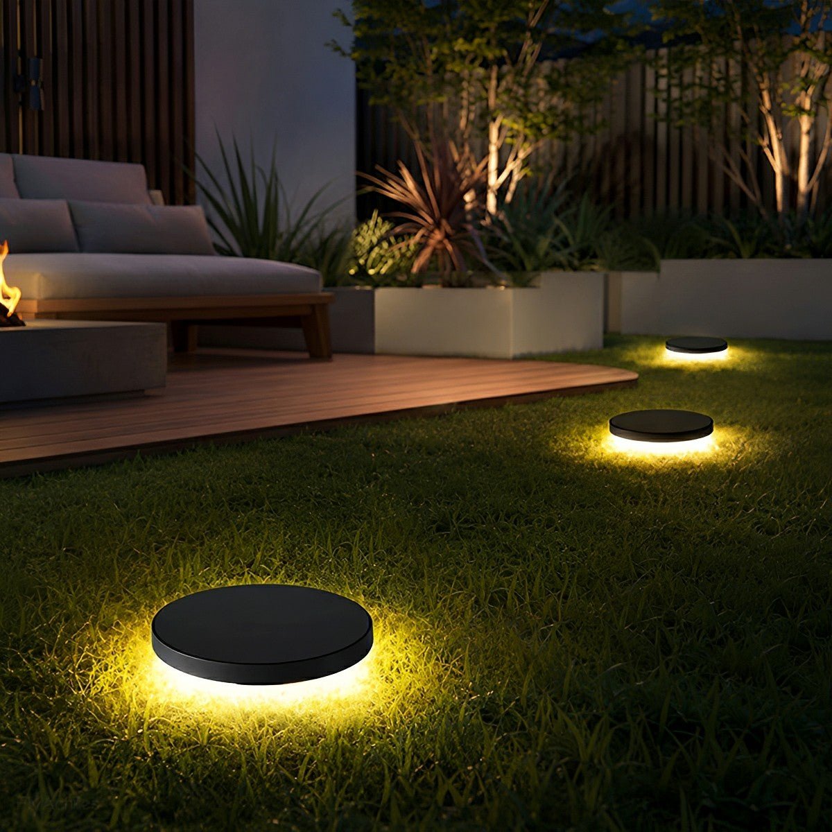 Solar Led Circular Shape Luminous Waterproof Embedded Ground Lights - Flyachilles
