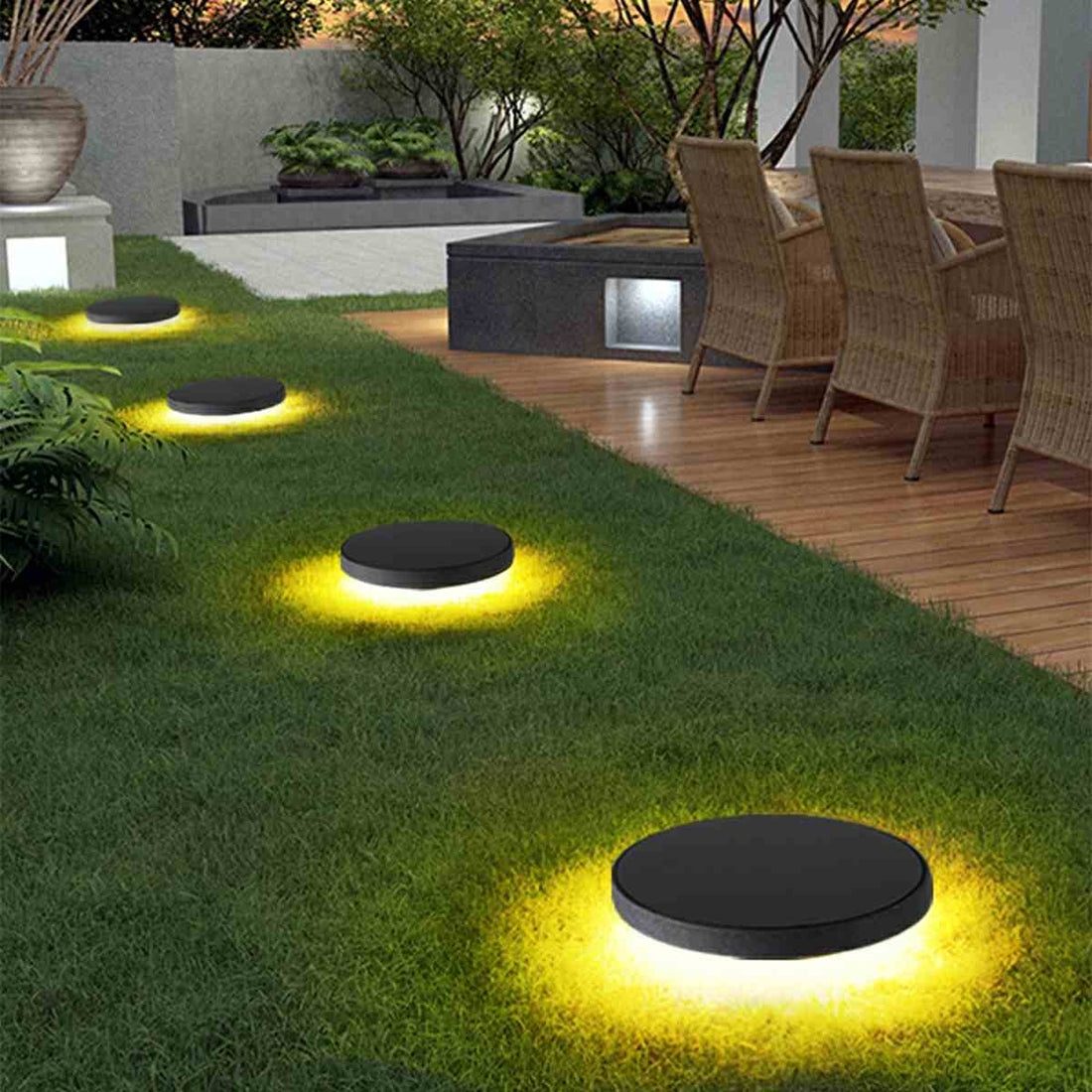 Solar Led Circular Shape Luminous Waterproof Embedded Ground Lights - Flyachilles