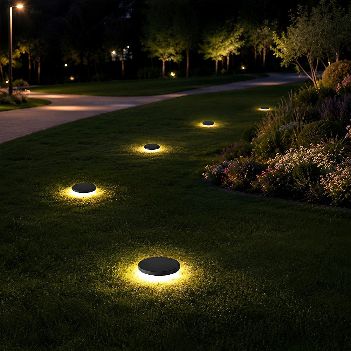 Solar Led Circular Shape Luminous Waterproof Embedded Ground Lights - Flyachilles