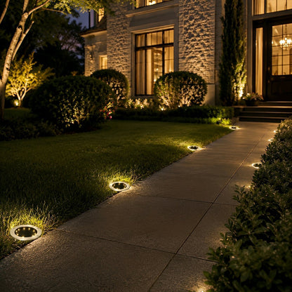 Solar Led Circular Shape Luminous Waterproof Embedded Ground Lights - Flyachilles