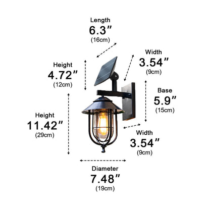Solar Rustic Birdcage Waterproof Outdoor LED Porch Wall Light - Flyachilles