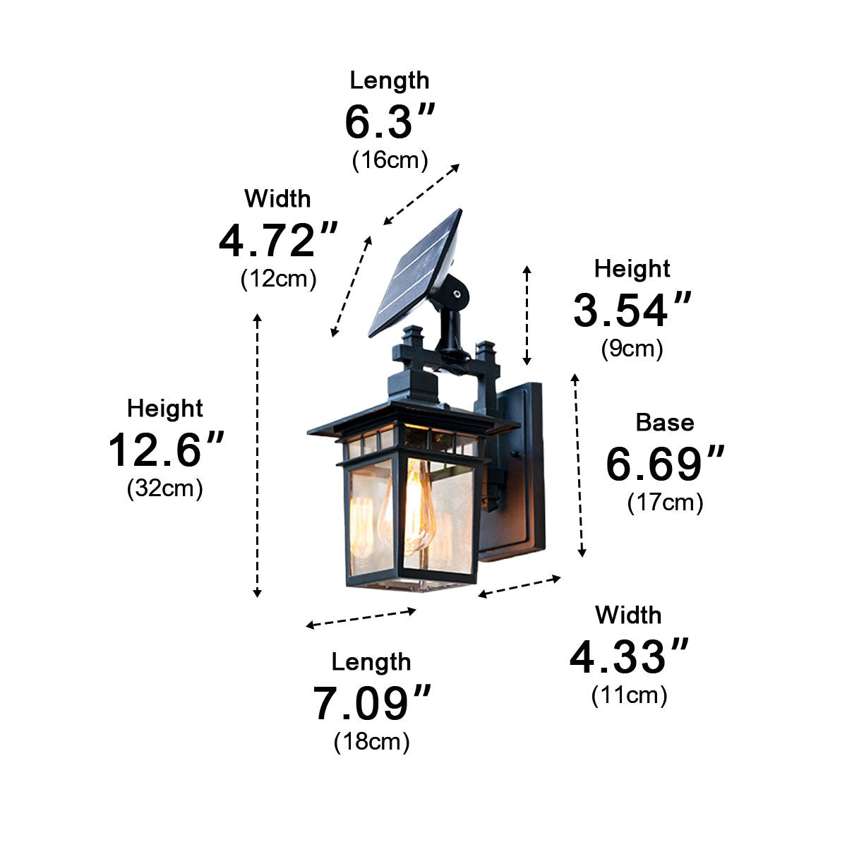 Solar Rustic Square Waterproof Outdoor LED Porch Wall Light - Flyachilles