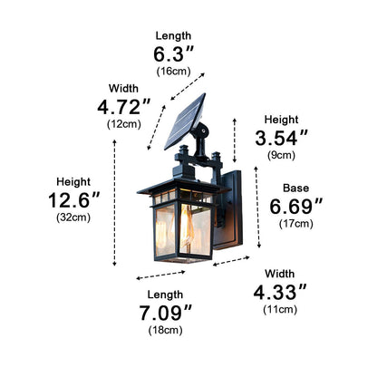Solar Rustic Square Waterproof Outdoor LED Porch Wall Light - Flyachilles