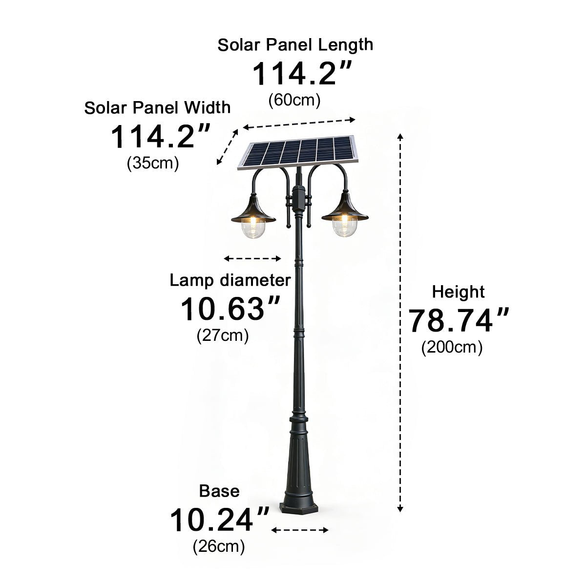 Solar Vintage Waterproof Flared LED Outdoor Pathway Pole Lights - Flyachilles