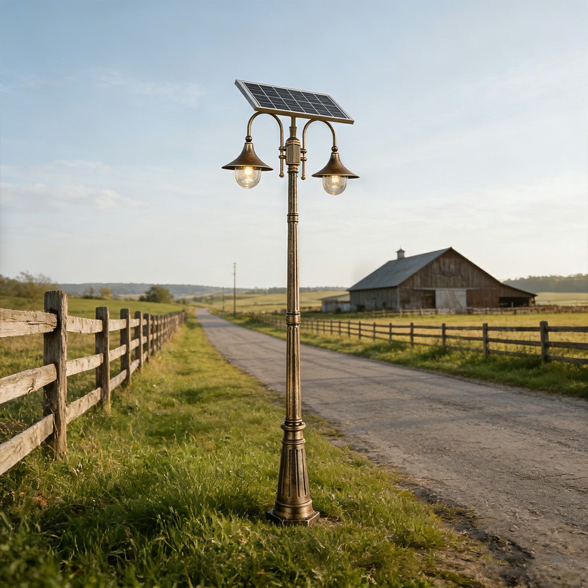 Solar Vintage Waterproof Flared LED Outdoor Pathway Pole Lights - Flyachilles