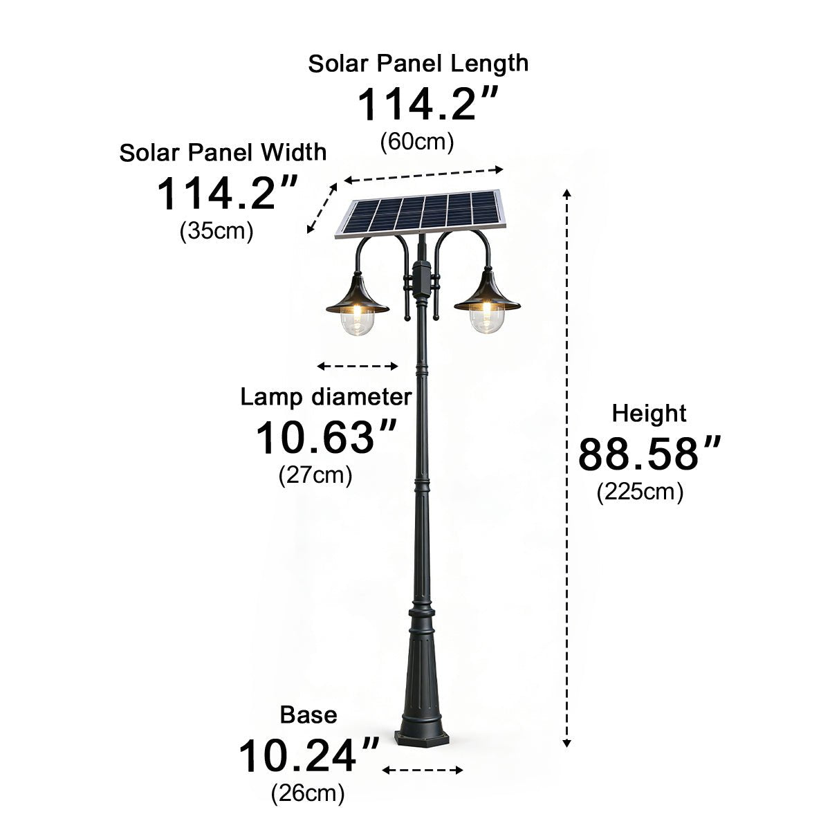 Solar Vintage Waterproof Flared LED Outdoor Pathway Pole Lights - Flyachilles