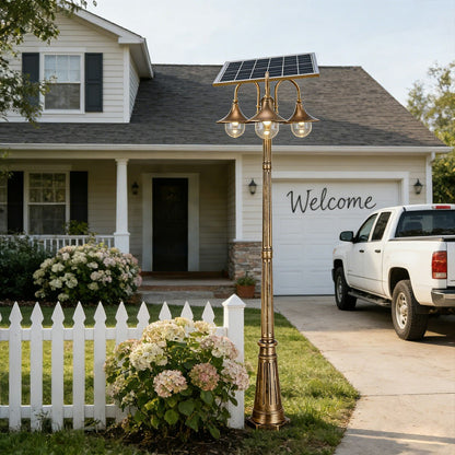Solar Vintage Waterproof Flared LED Outdoor Pathway Pole Lights - Flyachilles