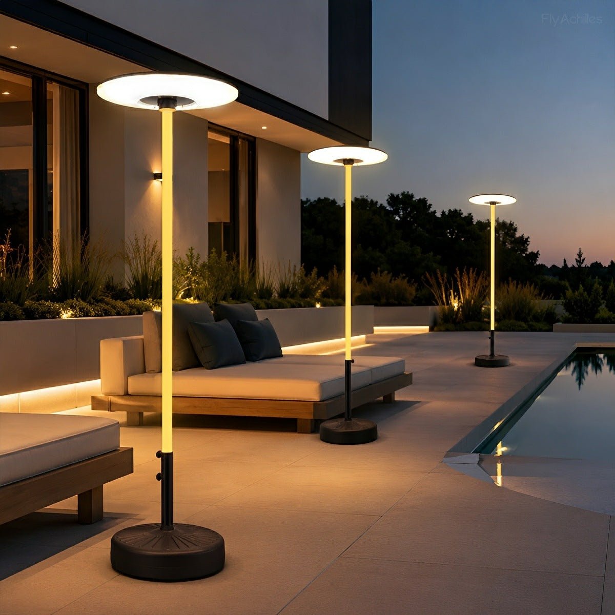 Solar Waterproof Dish Moving &amp; Lifting Outdoor LED Floor Lamps - Flyachilles