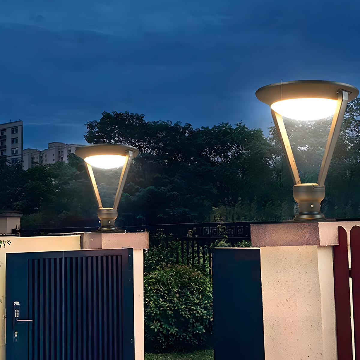 Solar Waterproof Modern Conical LED Outdoor Post Lights - Flyachilles