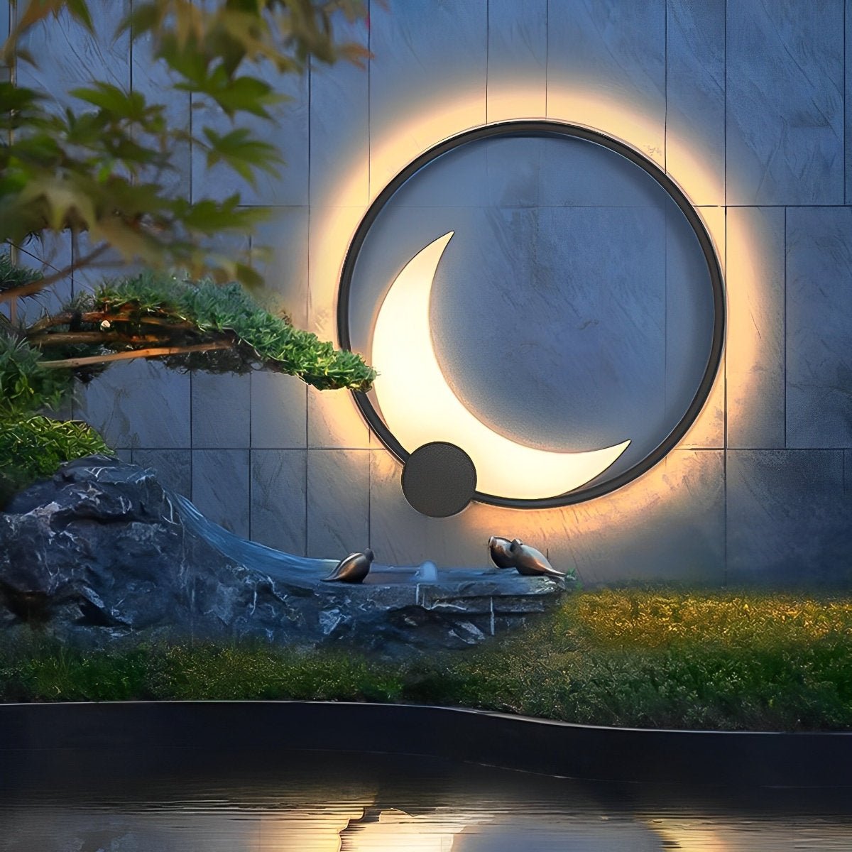 Solar Waterproof Moon LED Round Outdoor Wall Sconces - Flyachilles