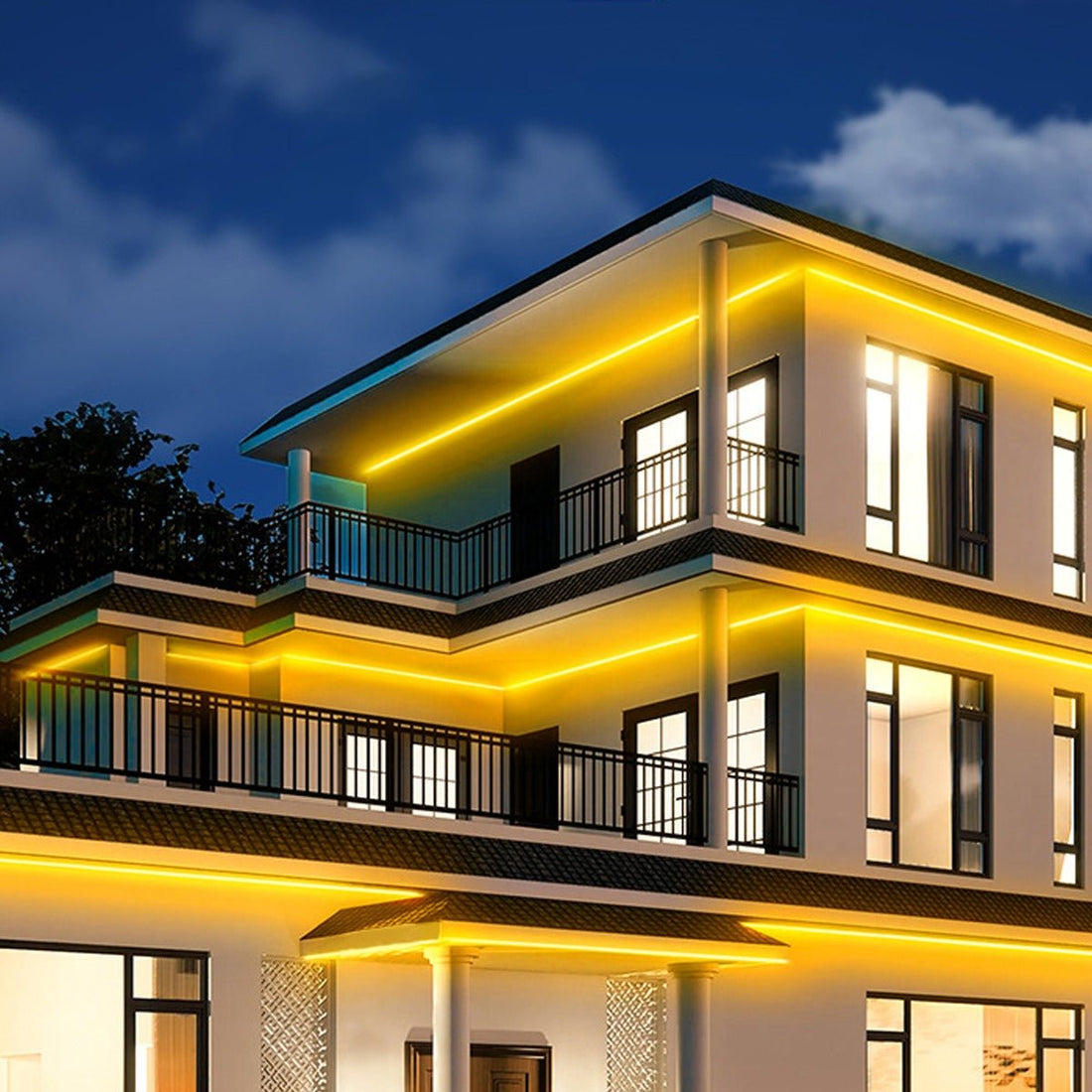 Solar Waterproof Outdoor Recessed LED Linear Light DIY 33ft - Flyachilles