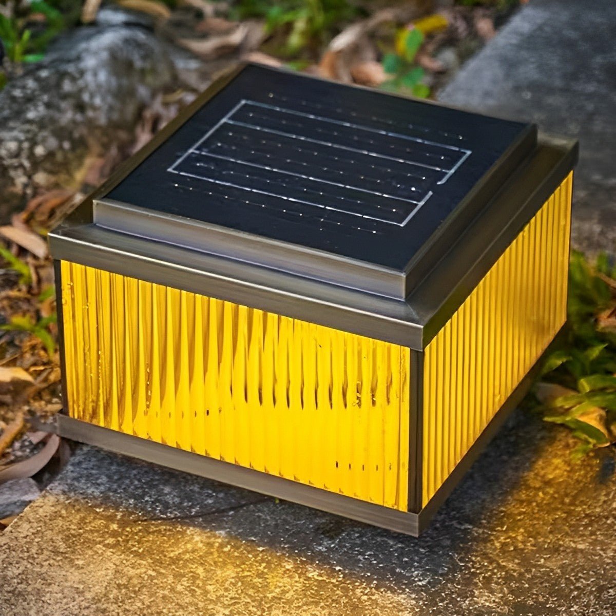Solar Waterproof Square Vintage Copper LED Outdoor Post Light - Flyachilles
