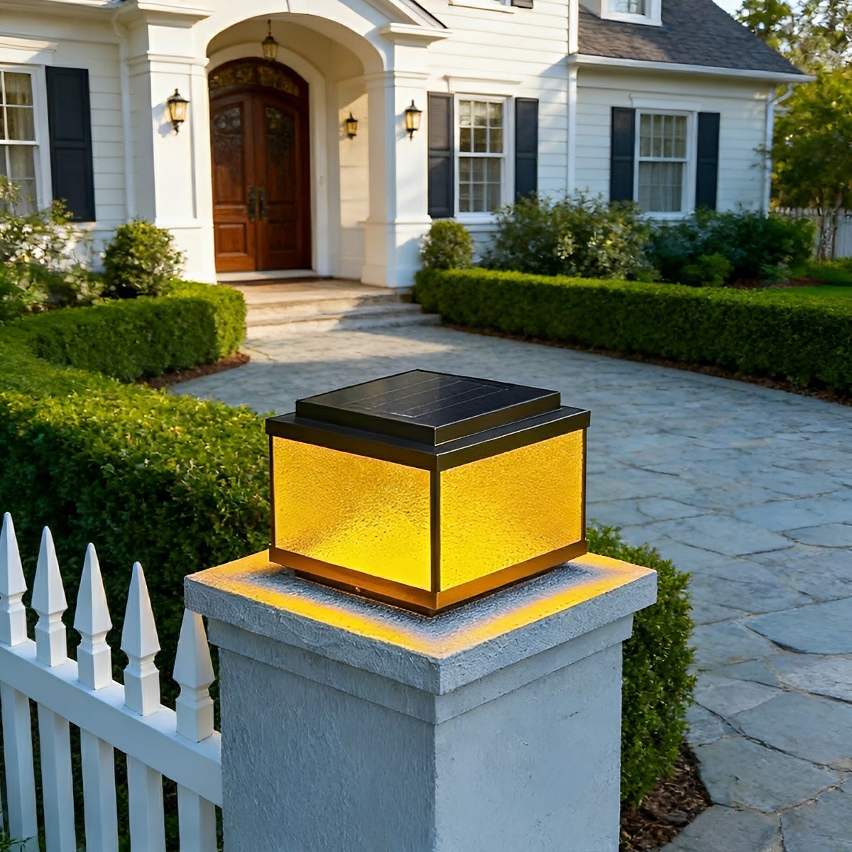 Solar Waterproof Square Vintage Copper LED Outdoor Post Light - Flyachilles