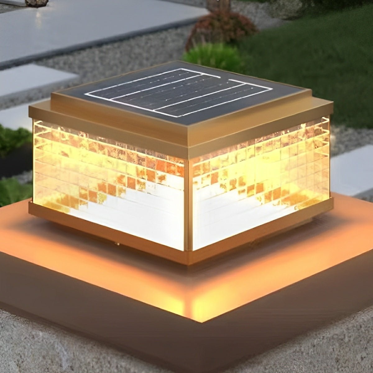 Solar Waterproof Square Vintage Copper LED Outdoor Post Light - Flyachilles