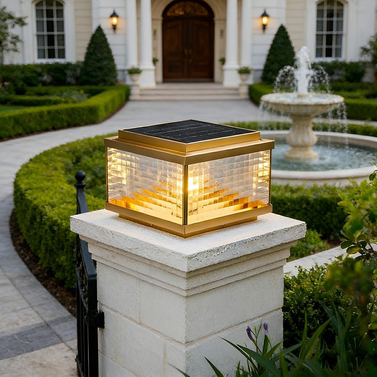 Solar Waterproof Square Vintage Copper LED Outdoor Post Light - Flyachilles