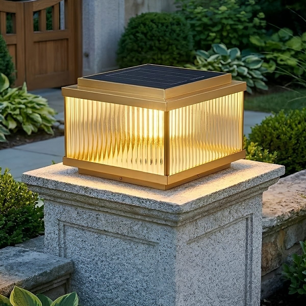 Solar Waterproof Square Vintage Copper LED Outdoor Post Light - Flyachilles
