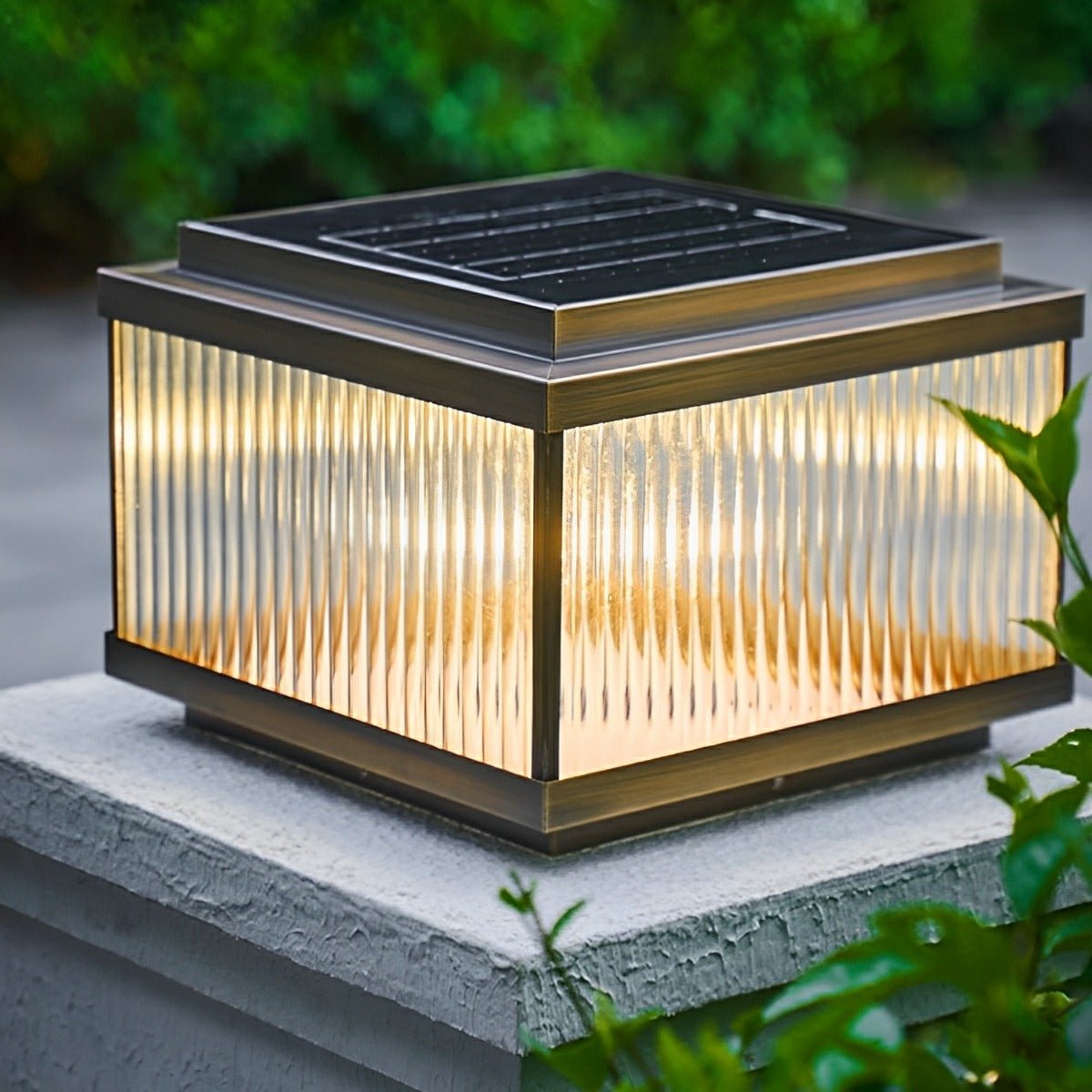 Solar Waterproof Square Vintage Copper LED Outdoor Post Light - Flyachilles