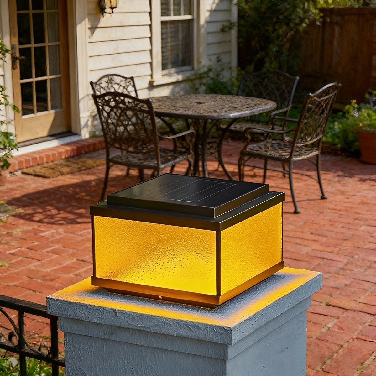 Solar Waterproof Square Vintage Copper LED Outdoor Post Light - Flyachilles