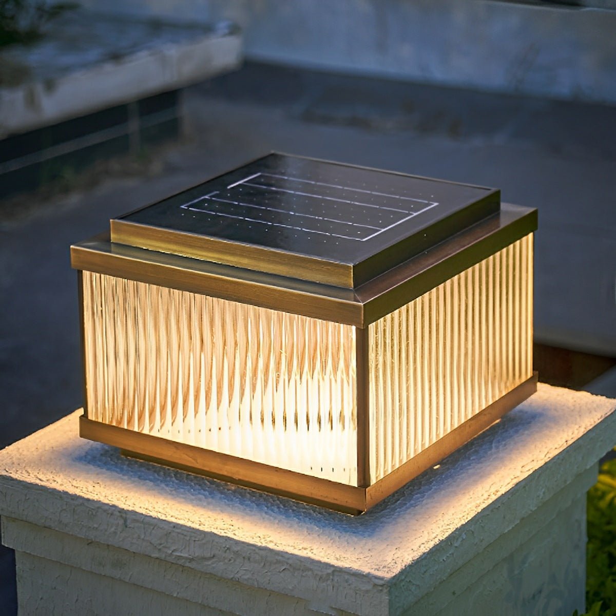 Solar Waterproof Square Vintage Copper LED Outdoor Post Light - Flyachilles