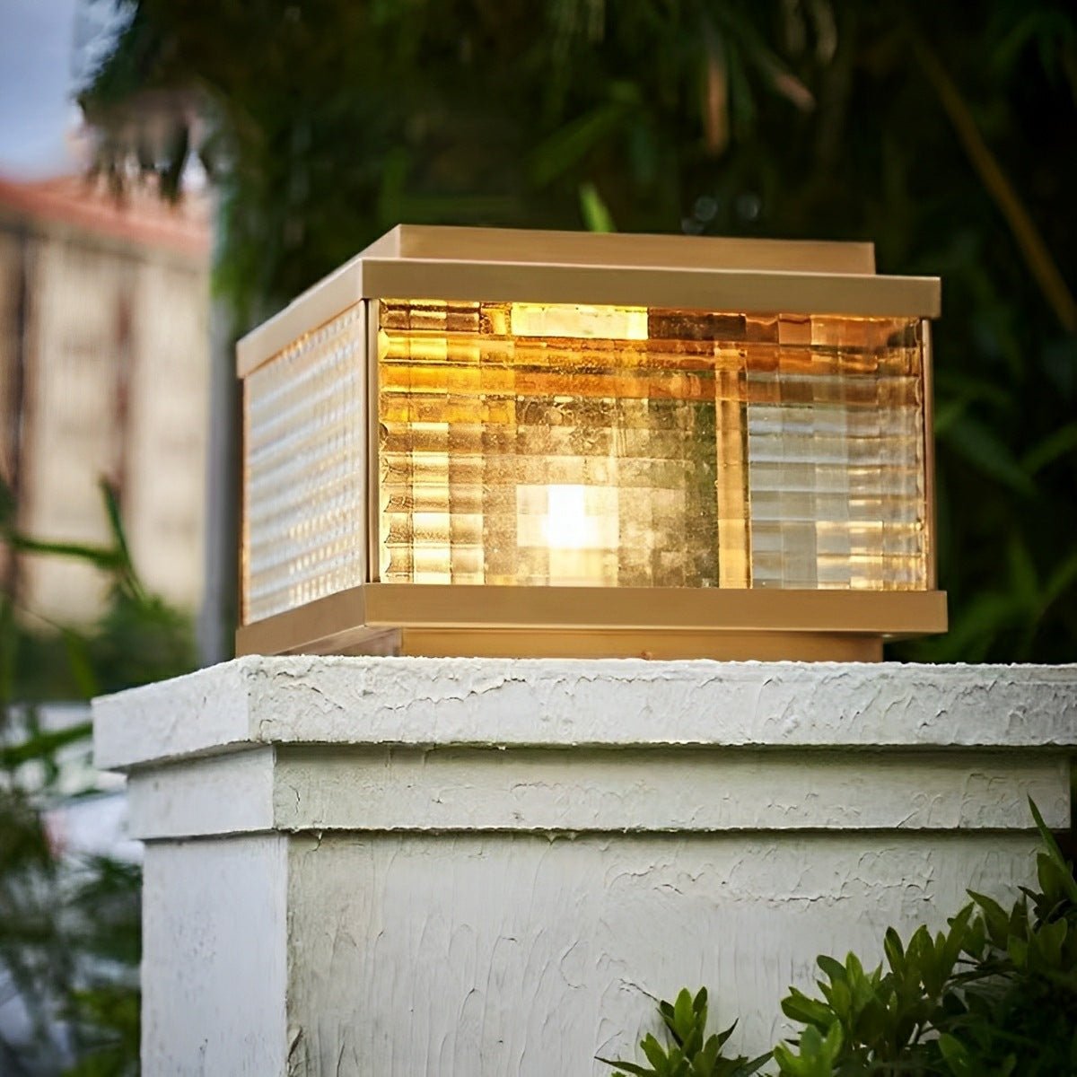 Solar Waterproof Square Vintage Copper LED Outdoor Post Light - Flyachilles