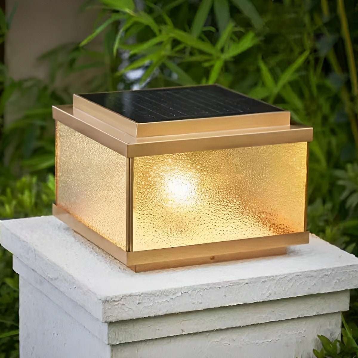 Solar Waterproof Square Vintage Copper LED Outdoor Post Light - Flyachilles