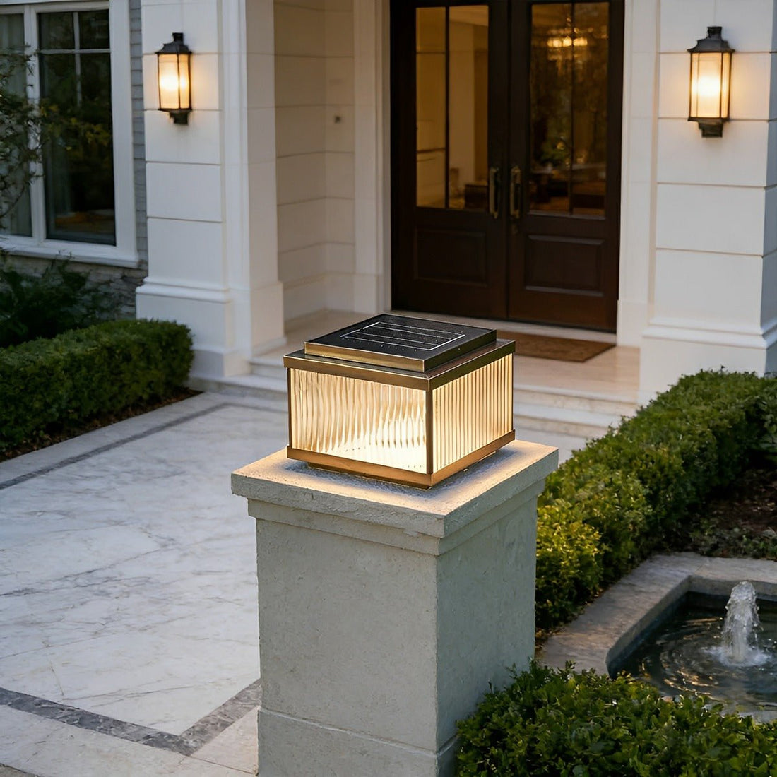 Solar Waterproof Square Vintage Copper LED Outdoor Post Light - Flyachilles