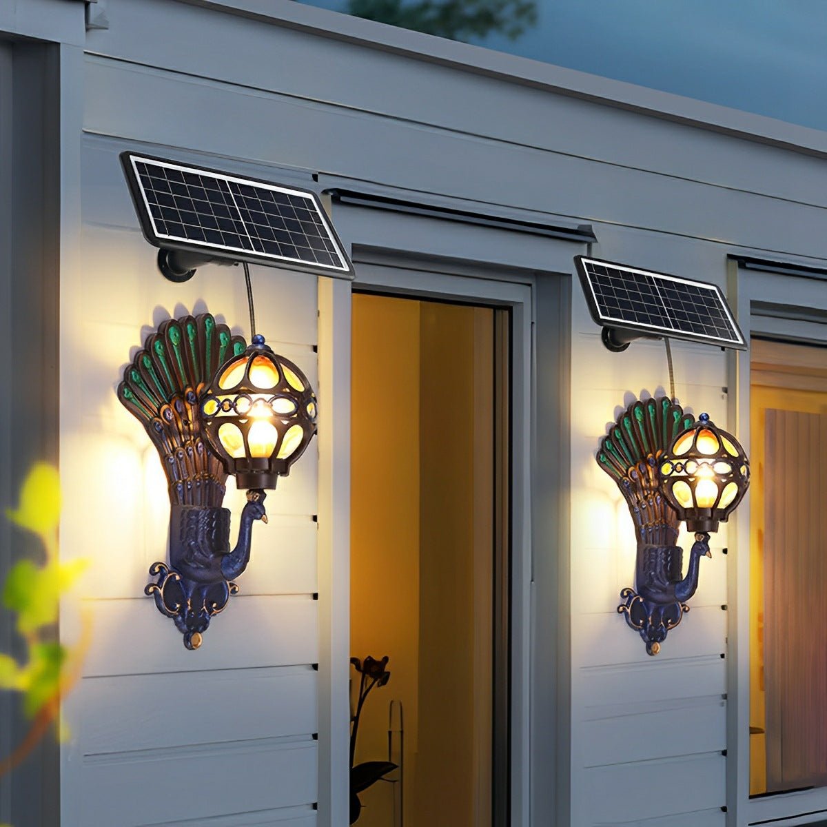 Solar Waterproof Vintage Peacock Outdoor LED Porch Wall Lights - Flyachilles