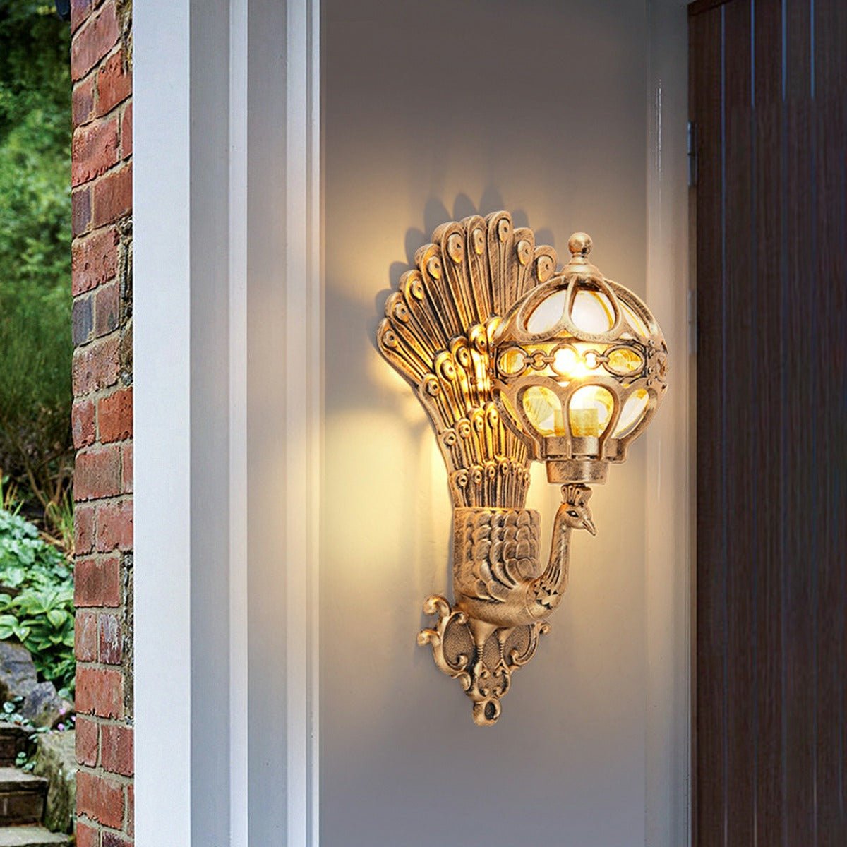 Solar Waterproof Vintage Peacock Outdoor LED Porch Wall Lights - Flyachilles