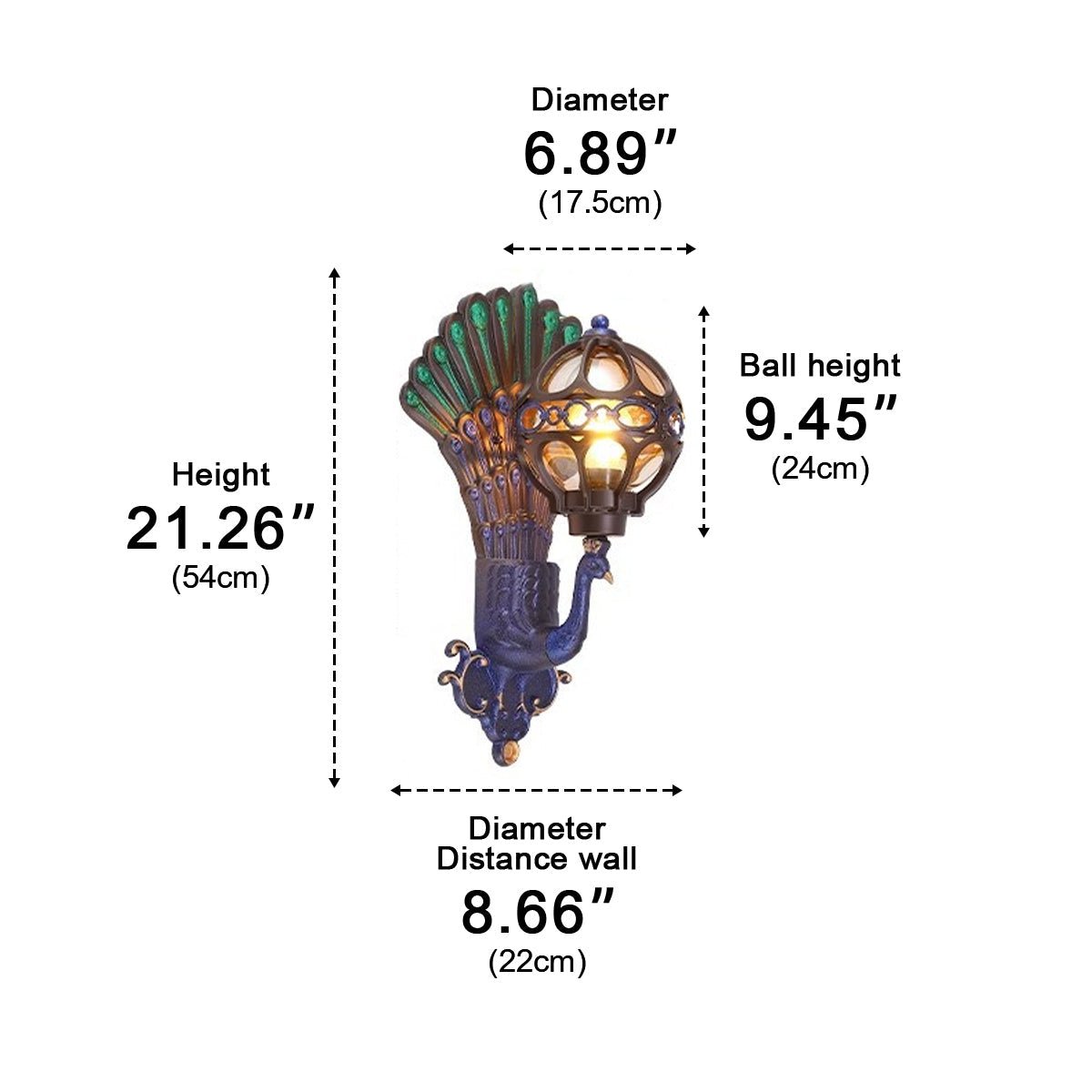 Solar Waterproof Vintage Peacock Outdoor LED Porch Wall Lights - Flyachilles