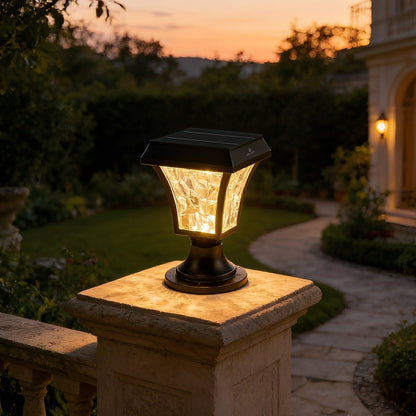 Solar Waterproof Water Wave Lampshade LED Outdoor Post Lights - Flyachilles