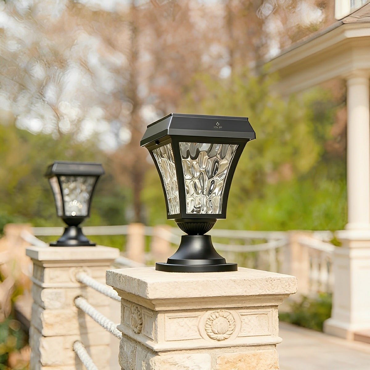 Solar Waterproof Water Wave Lampshade LED Outdoor Post Lights - Flyachilles