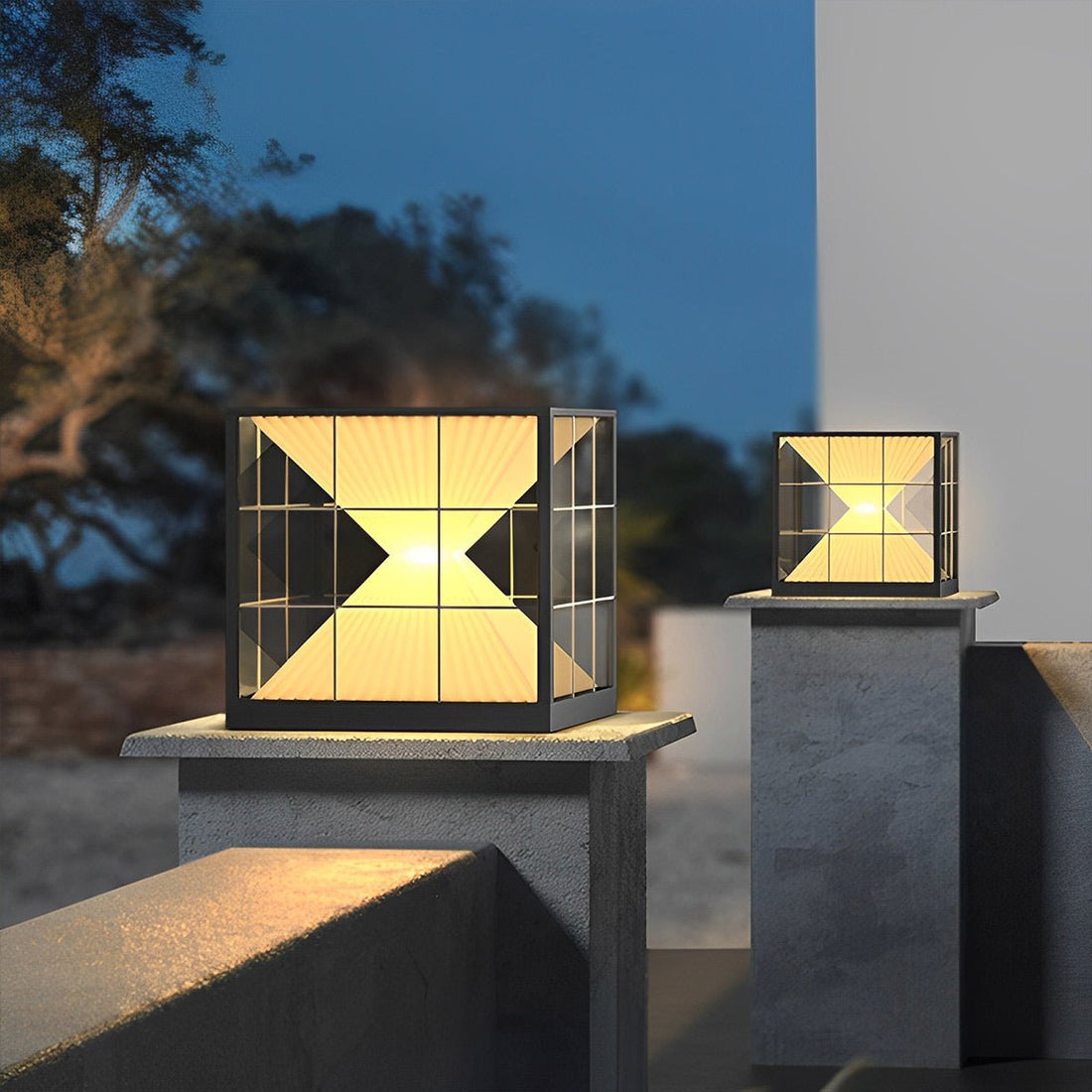 Square Creative Hourglass Shape LED Waterproof Solar Fence Post Caps Light - Flyachilles
