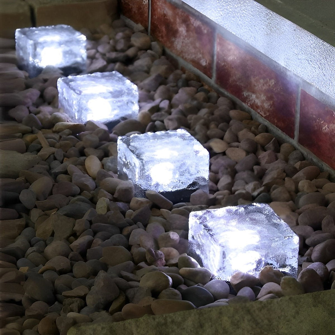 Square Creative Ice Brick LED Waterproof Smart Solar Outdoor Lights - Flyachilles