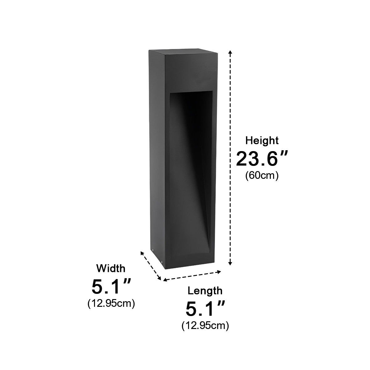 Square LED Waterproof Black Modern Pathway Walkway Lights Outdoor Lantern Lamp - Flyachilles