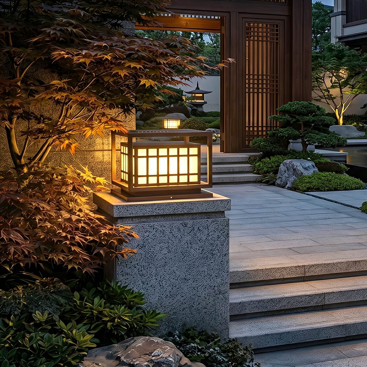 Square LED Waterproof Brown Modern Outdoor Deck Post Lights Pillar Light Column - Flyachilles