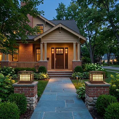 Square LED Waterproof Brown Modern Outdoor Deck Post Lights Pillar Light Column - Flyachilles