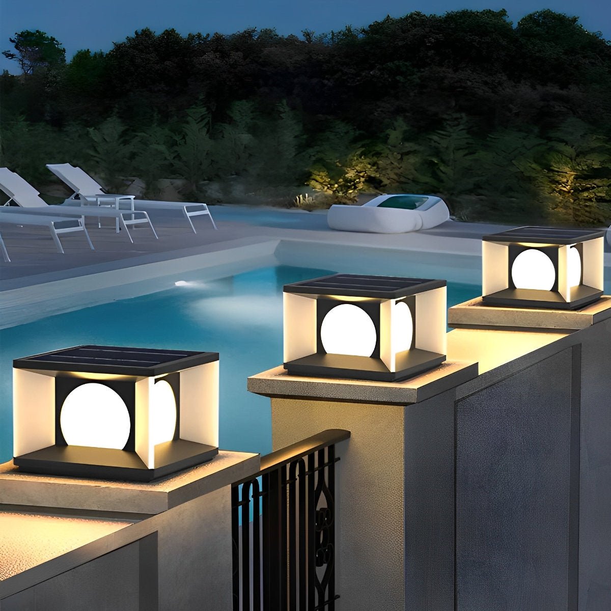 Square LED Waterproof Modern Solar Post Caps Lights Deck Post Lights - Flyachilles