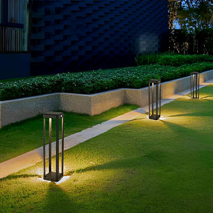 Square Minimalist Waterproof Stainless Steel Black Solar Pathway Lights - Flyachilles