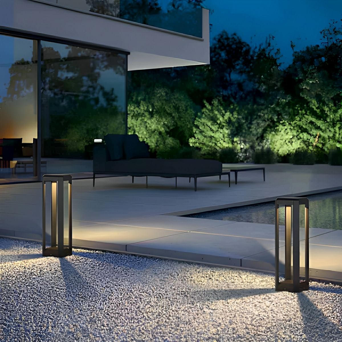 Square Minimalist Waterproof Stainless Steel Black Solar Pathway Lights - Flyachilles