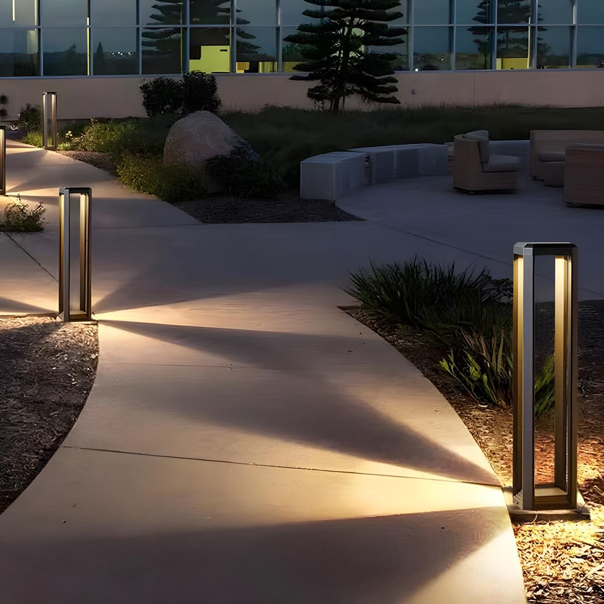 Square Minimalist Waterproof Stainless Steel Black Solar Pathway Lights - Flyachilles