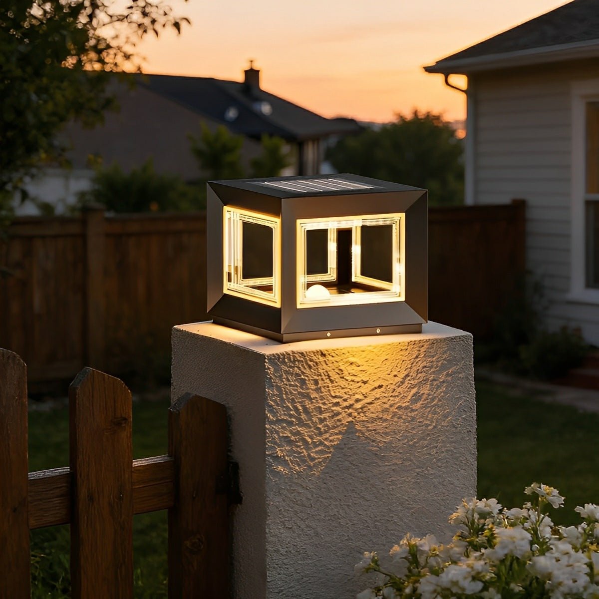 Square Modern Stainless Steel Waterproof LED Outdoor Post Lights - Flyachilles