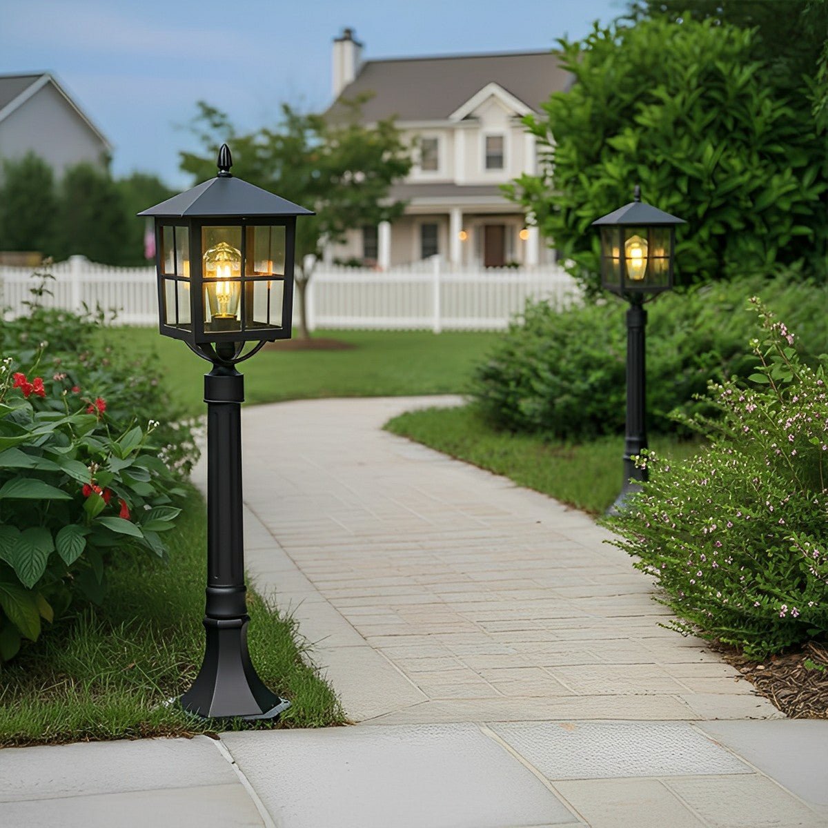 Square Waterproof Aluminum Black Retro Outdoor Lawn Lights - Flyachilles