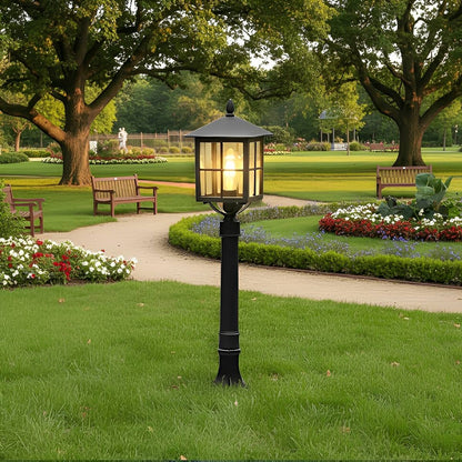 Square Waterproof Aluminum Black Retro Outdoor Lawn Lights - Flyachilles