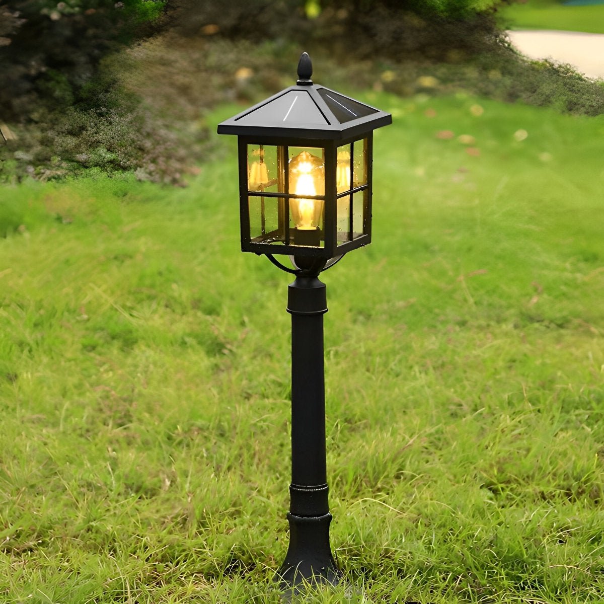 Square Waterproof Aluminum Black Retro Solar Lights Outdoor Lawn Lamp - Flyachilles