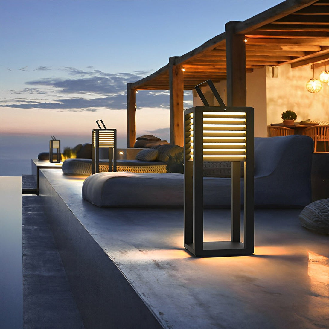 Square Waterproof LED Black Modern Portable Lawn Lamp Solar Outdoor Light - Flyachilles