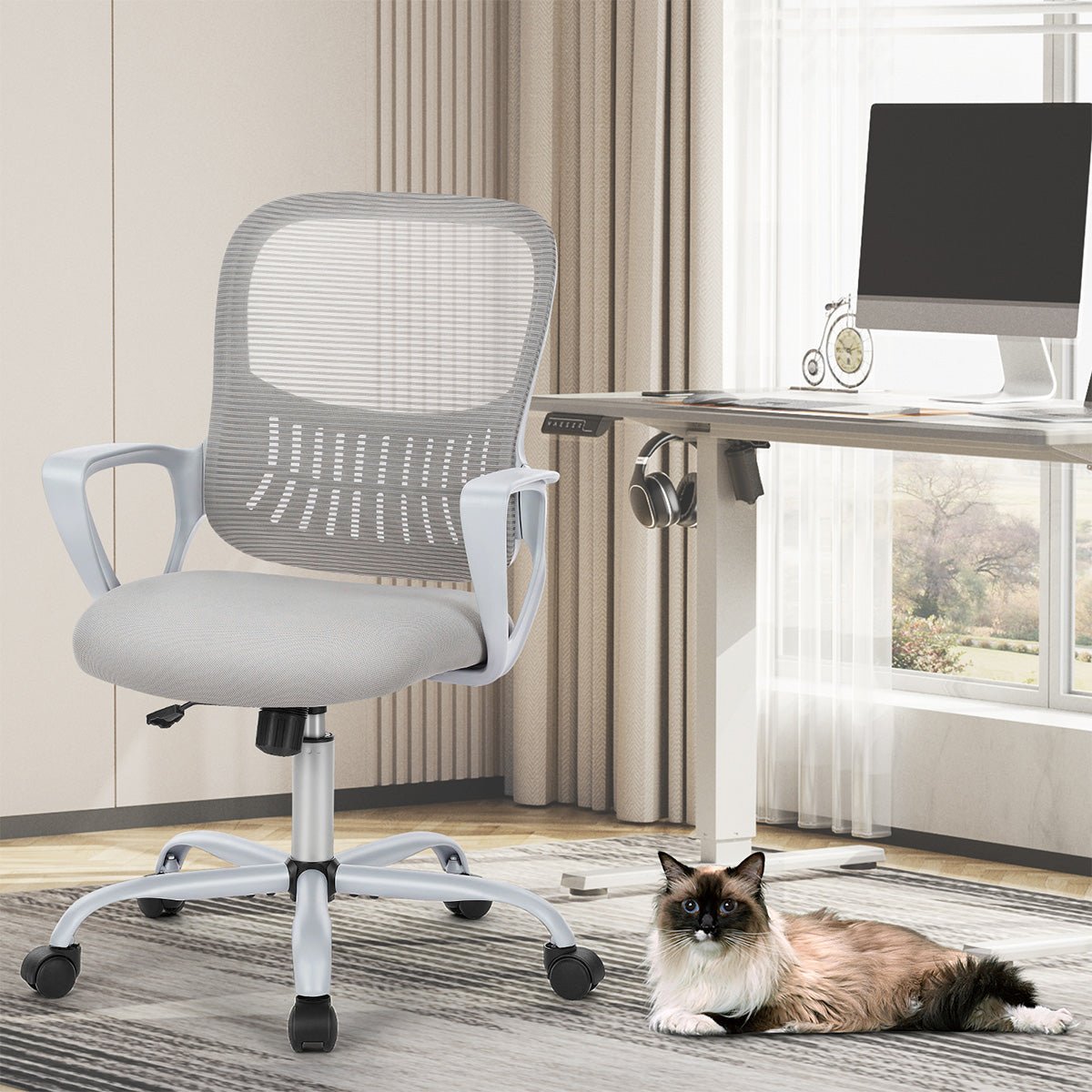Tall 360 ° Rotatable Modern Ergonomic Office Chair with Armrest - Flyachilles