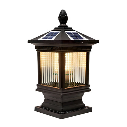 Vintage Grille Glass Shade Lampshade Waterproof Retro Solar Fence Post Lights - Flyachilles