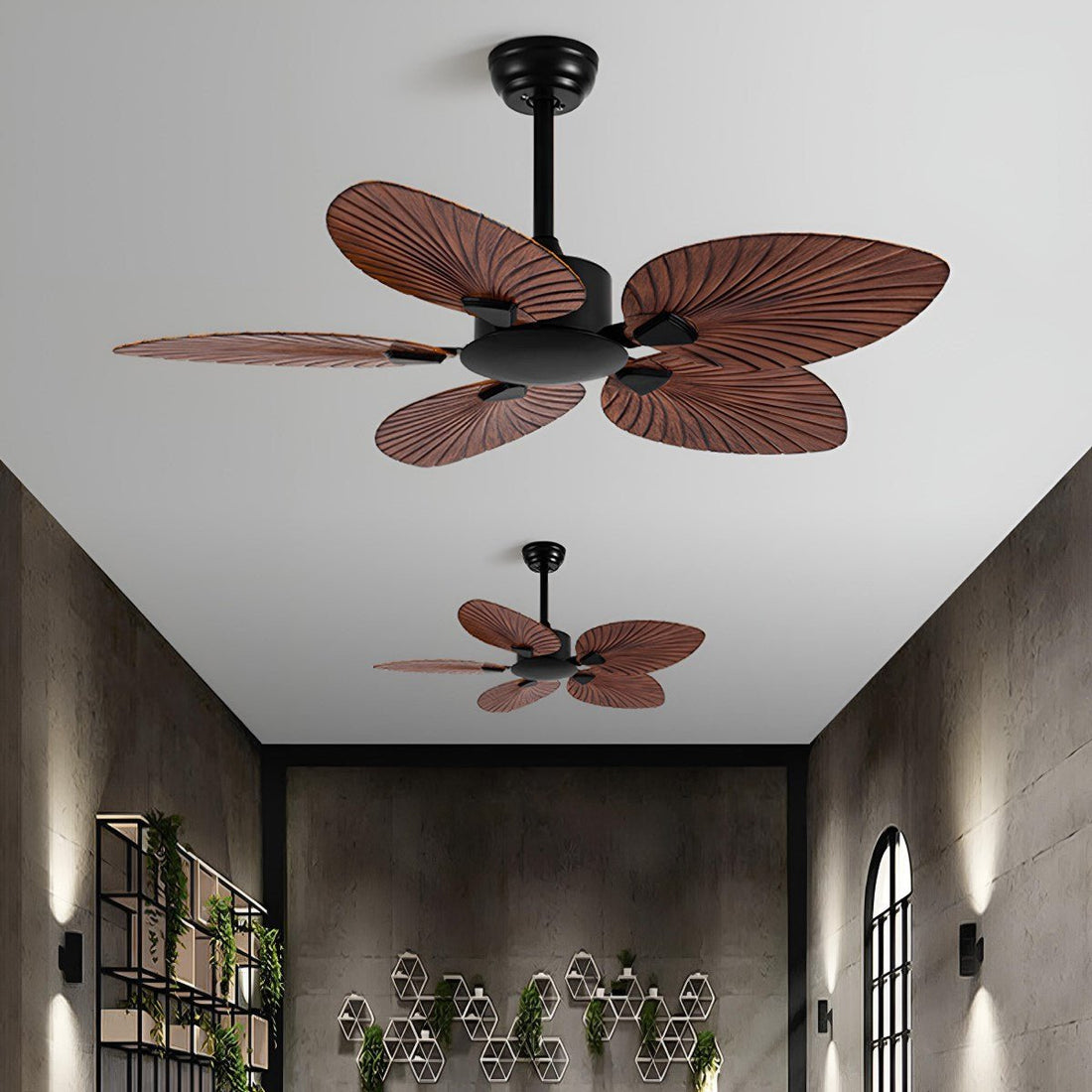 Vintage Imitation Palm Leaf 6 - speed Reverse Frequency Ceiling Fan - Flyachilles